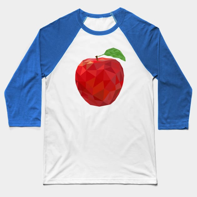 Red Apple Low Poly Art Baseball T-Shirt by TheLowPolyArtist